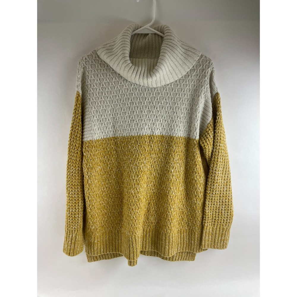 Universal Thread Sweater Women's Size Medium Off White Mustard Metallic Silver